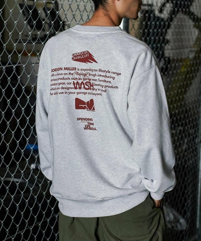 GORDON MILLER Men's Sponsor Print Crew Neck Sweatshirt, 12.7 Oz, Light Gray/Red, Size XL (1745167)