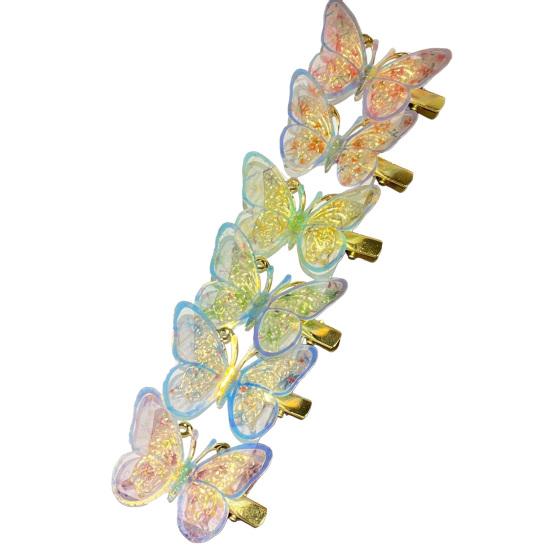 

6Pcs Girl Hairpins Gradient Color Double-Layer Glitter Texture Anti-slip Hair Clip Broken Hair Bangs Hair Pins Hair Accessories B
