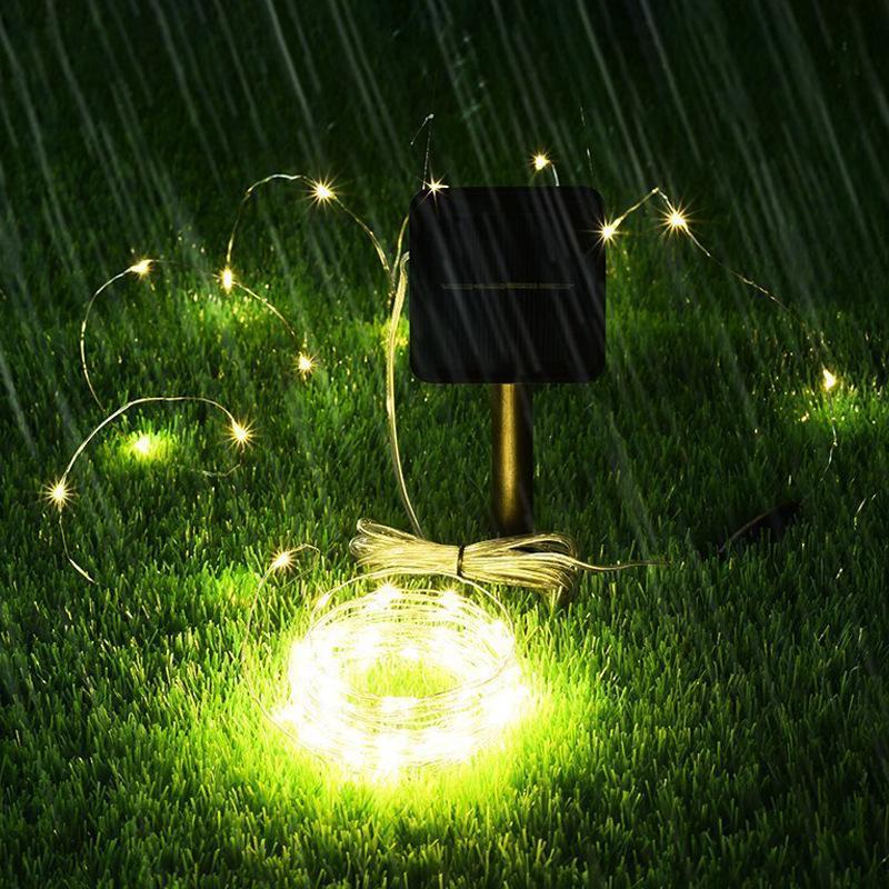 Outdoor Solar LED Copper String Lights - 8 Modes, Multicolor for Garden & Festive Decor