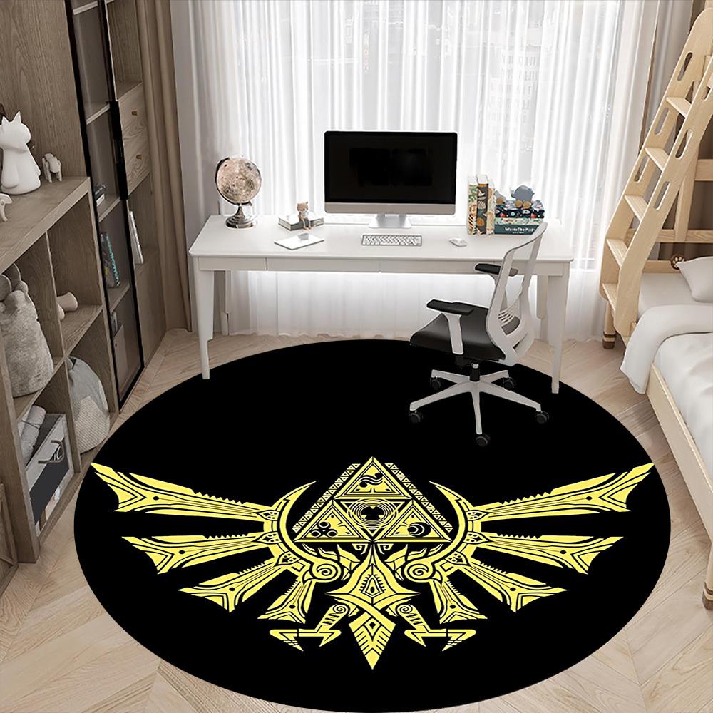 1PC Hyrule Crest Office Round Rug, Non-slip, Soft and Durable Office Rug for Interior Decoration, Perfect for Office yy250915066