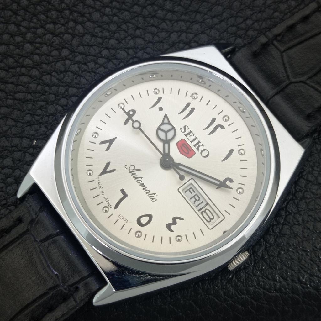 REFURBISHED SEIKO 5 AUTOMATIC 6309A JAPAN MENS VINTAGE SILVER WATCH a442585-1