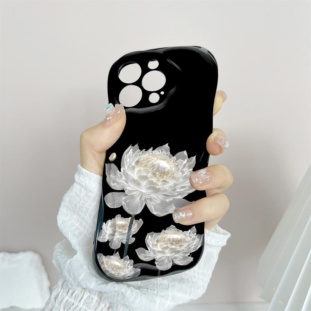 Kreslený vzor krémová textura pouzdro vlnitý okraj měkký silikonový kryt pouzdro na telefon pro iPhone Samsung Huawei Honor Xiaomi Redmi Infinix Tecno