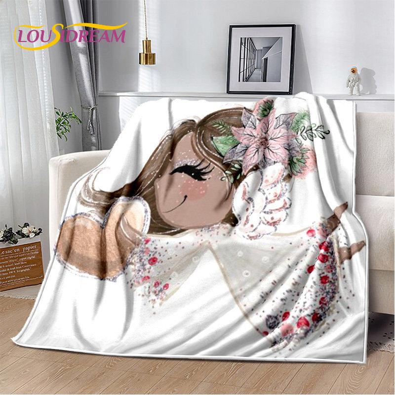 Süße Ballett-Mädchen-Ballerina-Cartoon-weiche Plüschdecke, Flanelldecke, Überwurfdecke für Wohnzimmer, Schlafzimmer, Bett, Sofa, Picknick, Kinder