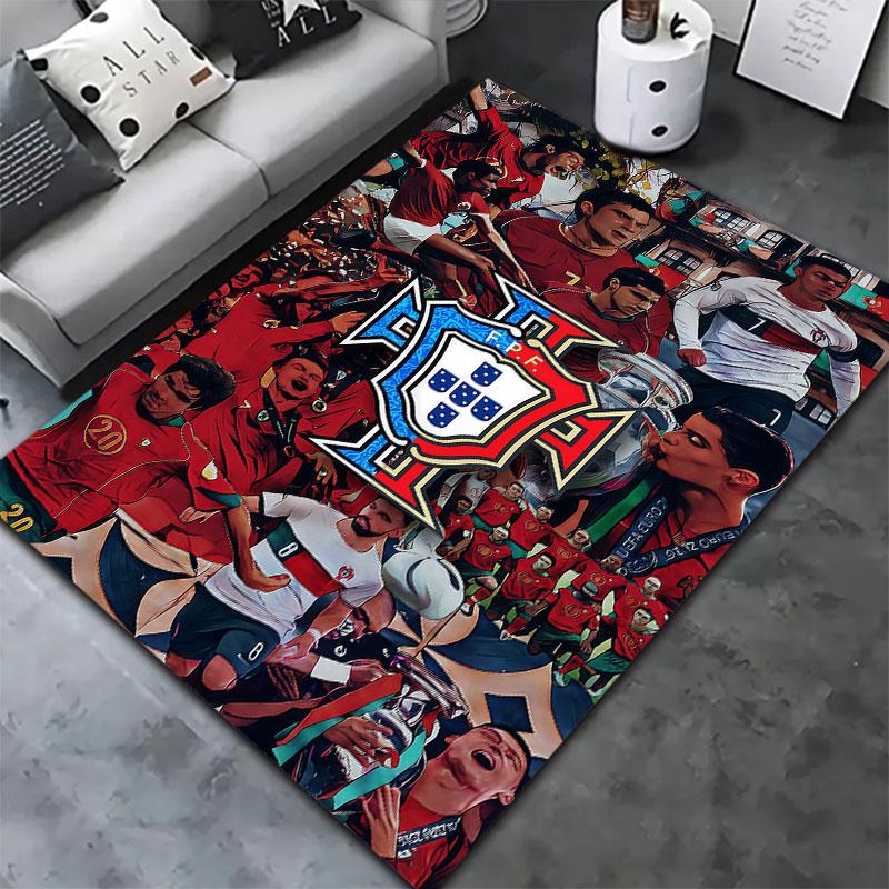 Portugal National Football Logo Carpet Rug for Living Room Bedroom Home Sofa Decoration,Kids Play Non-slip Floor Mat