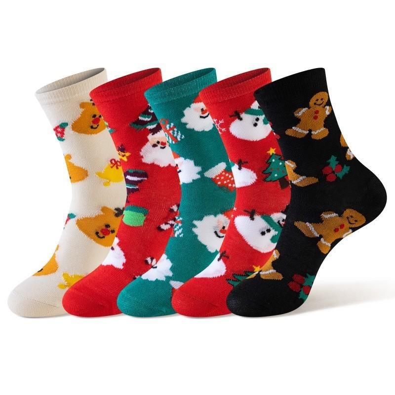 Women's Autumn and Winter Trend Comfortable Breathable Christmas Preppy Style Tube Socks