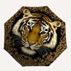 Golden Tiger Portrait Decorative PlateUmbrella, Portable 3-FoldCompact Umbrella for Men & Women Gift