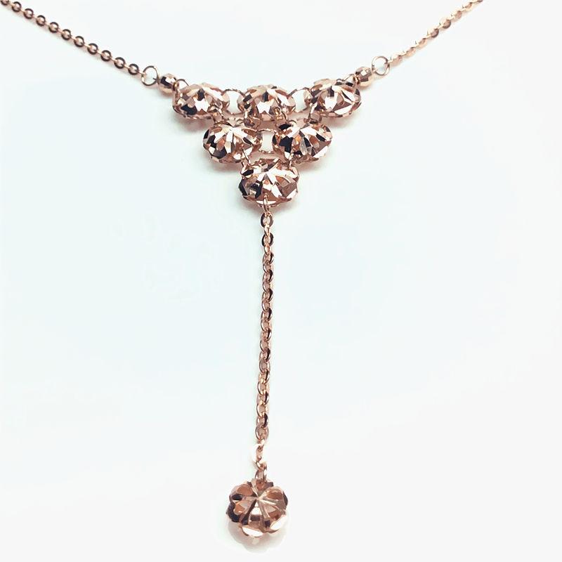 Purple Gold Fringed Sparkling Pendant Necklace Rose Gold Simple Colored Gold Necklace