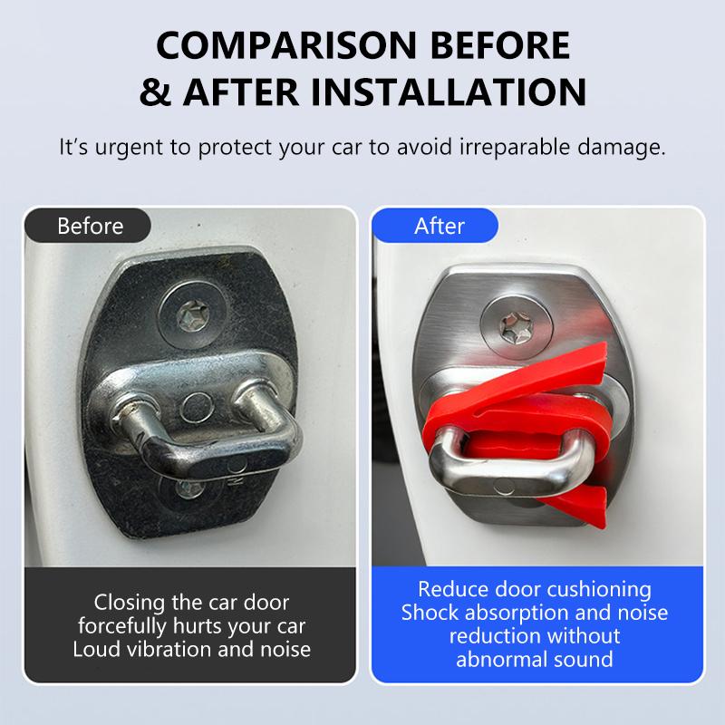 SEAMETAL Car Door Lock Shock Absorber Pad Silicone Strip Door Lock Buckel Protector Cover Sound Damper Buffer Deadener
