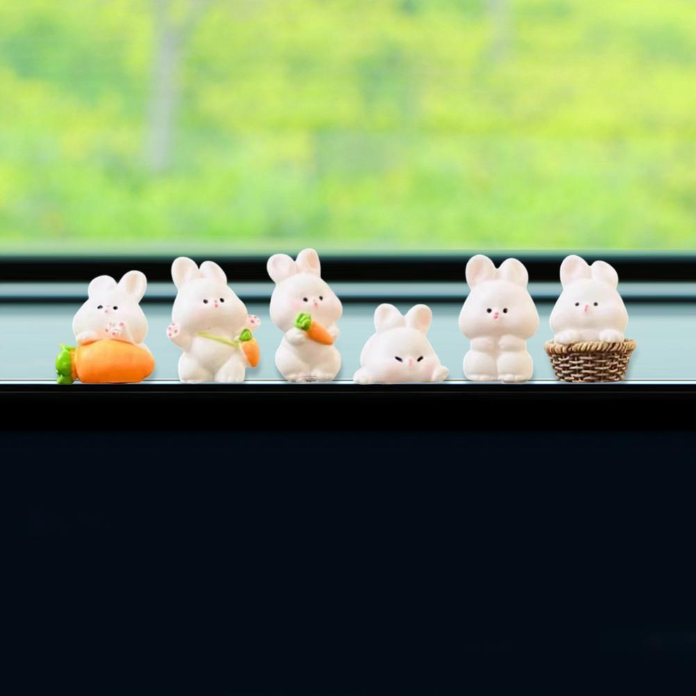 Fun Chicks Cute Mini Duck Bunny Ornaments Car Interior Decor Fairy Garden Home Gift Car Dashboard Rearview Mirror Accessories
