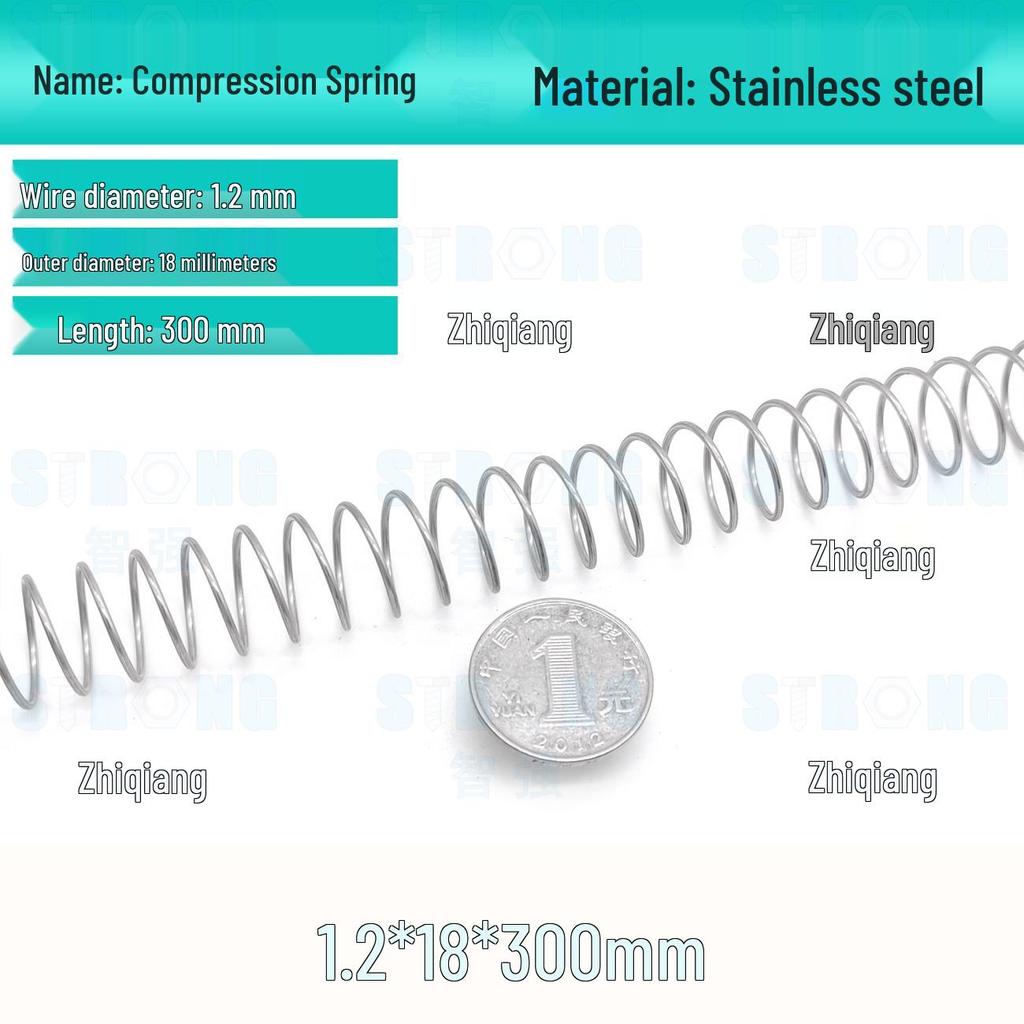 304 Stainless Steel Compression Spring – 300mm Long, High Elasticity, Shock Absorption, Customizable