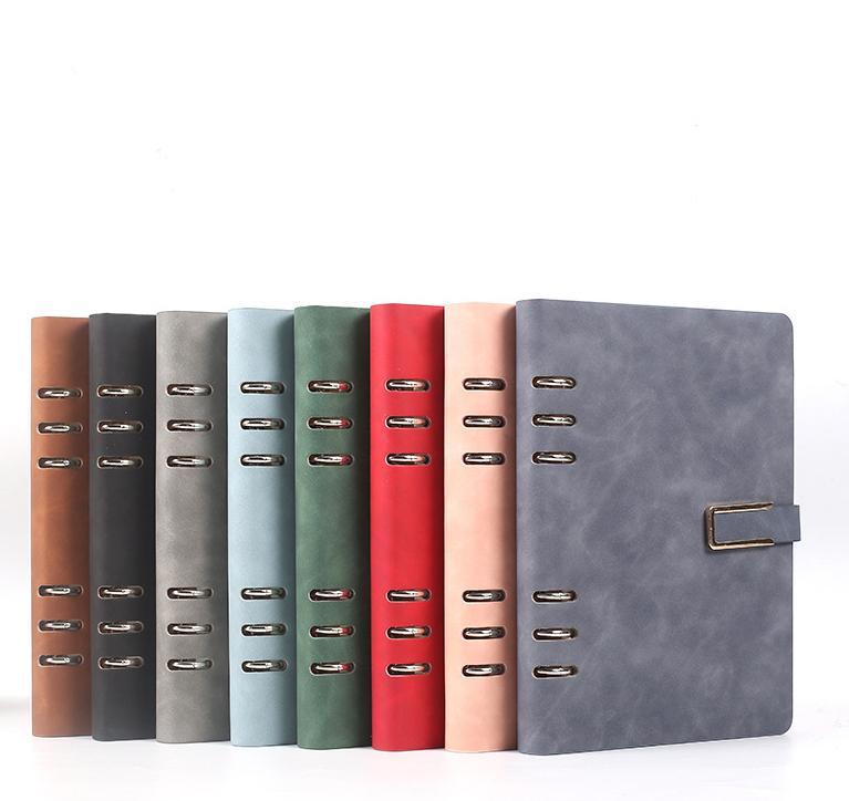 A5 Binder Pu Leather Notebook Business Stationery Gift Set Office Customized Logo Journal Notebooks for Students