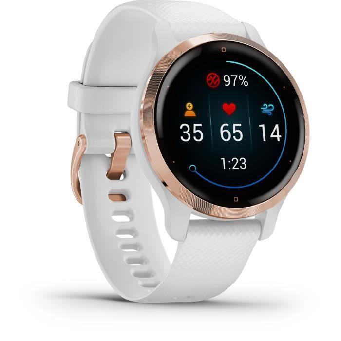 GARMIN Venu 2S - Montre Connectée GPS - Rose Gold - Bracelet Blanc