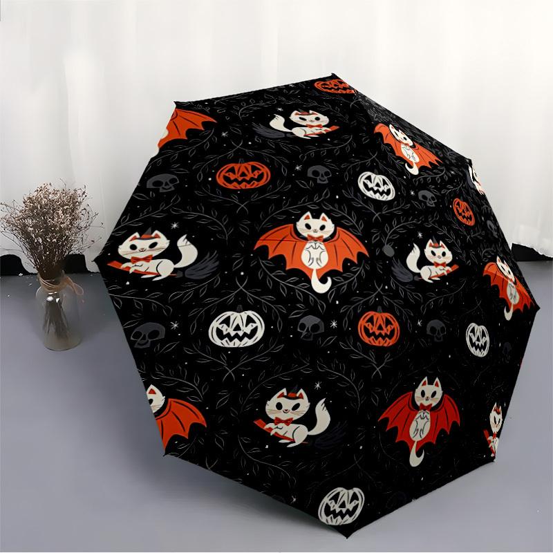 1pc Halloween Cats Automatic Open/Close Umbrella, Windproof, Folding Compact Umbrella with Lightweight Design for Women/Men078