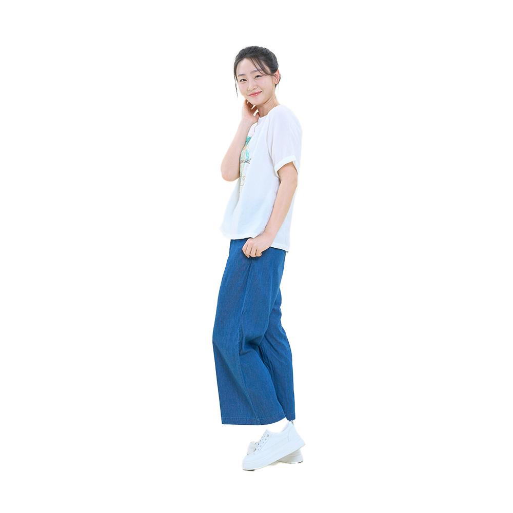 OLIVIA HASSLER E-Band Cotton Blend Wide Fit Denim Pants_Ohdmpt405
