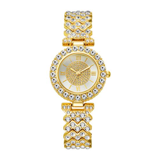 

Women s Rhinestone Bracelet Watch Alloy Roman Numerals Quartz Wristwatch with Densely Set Crystals, 7mm Ultra Thin Lightweight Design for Office золотистий