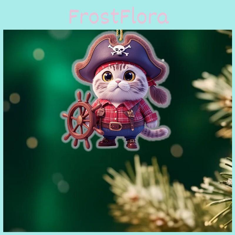 Flat Acrylic Surface Cute Pirate Cat Pendant For Vehicle Accessories Interior