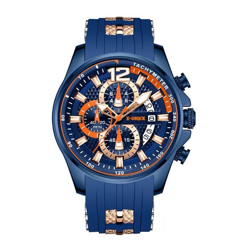 Men'S Silicone Strap Calendar Quartz Watch Sports Luminous Hand Quartz Watch Men'S Watch