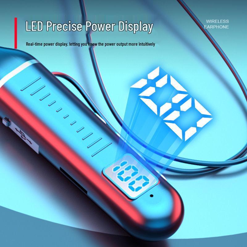 Bluetooth Neckband Earphones with 8 Sound Effects & Digital Display, Large Capacity for Sports & Stereo Sound