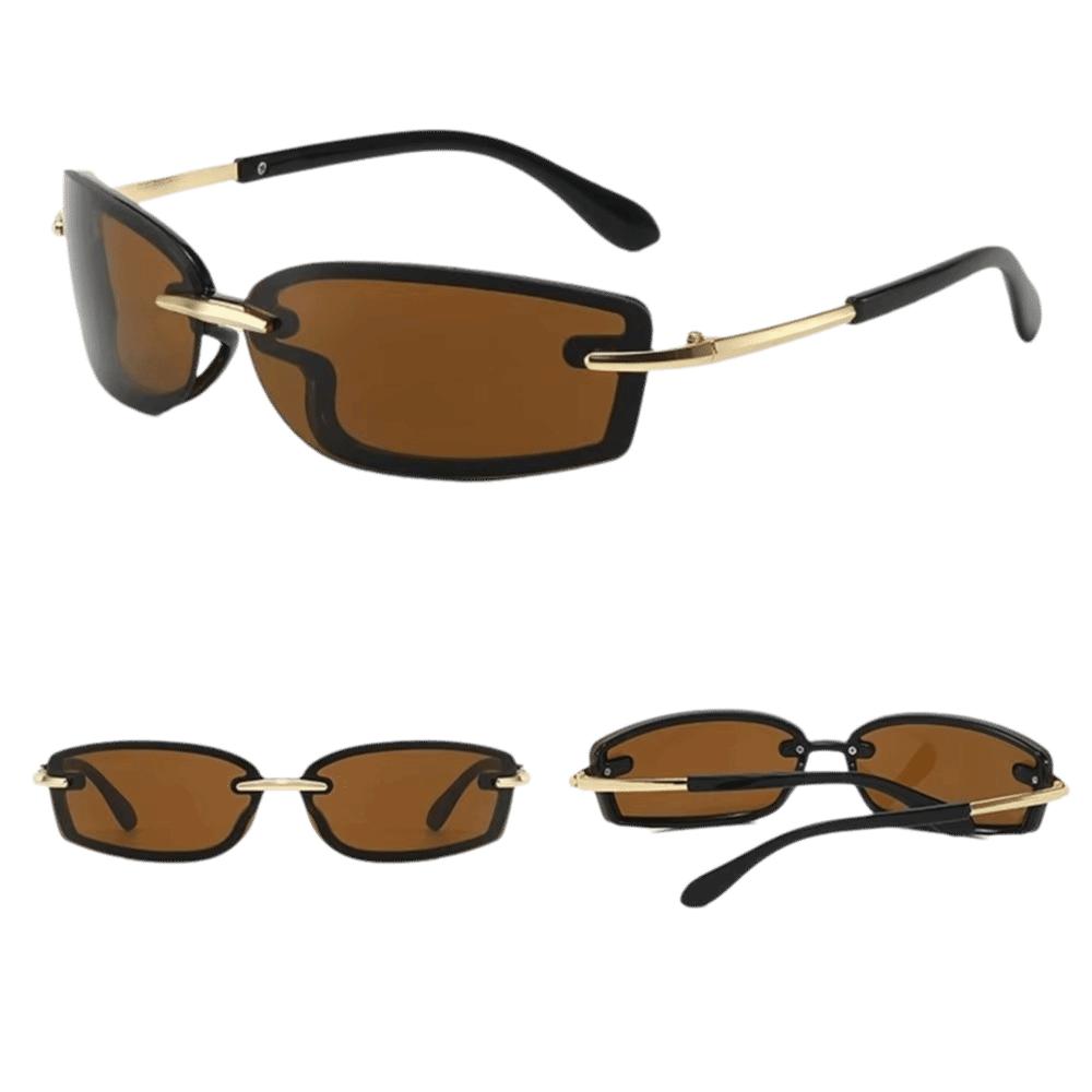 Trendy Metal Candy Color Rimless Sunglasses Y2K PC UV Protection Sun Glasses Frameless Wrap Around Eyewear Outdoor