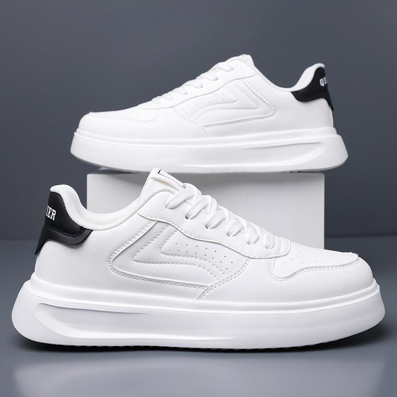 

2025 new men s shoes breathable and versatile low-top leather casual board shoes men s sports shoes soft-soled white shoes 45 білий
