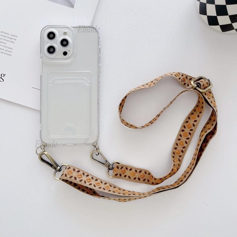 Vintage Strap Case For Samsung Galaxy S25 Ultra S24 FE A36 A06 A16 A55 A35 A15 Crossbody Lanyard Wallet Card Crystal Clear Cover