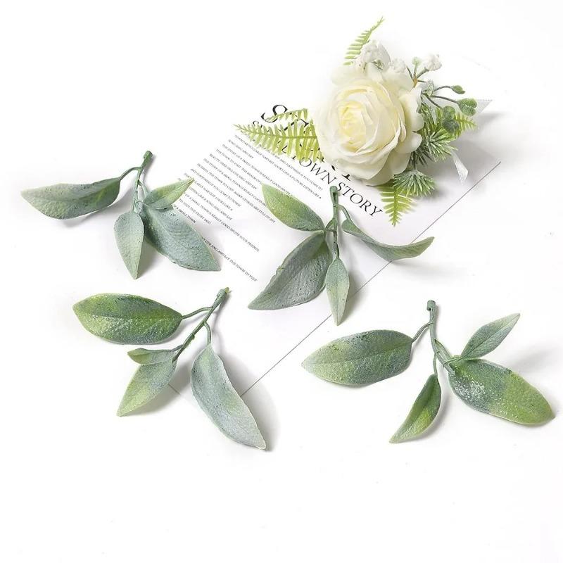 Green Artificial Plants Leaf Party Home Wedding Decor Accessories DIY Cake Candy Box Garland Christmas Decoration Flowers Wreath