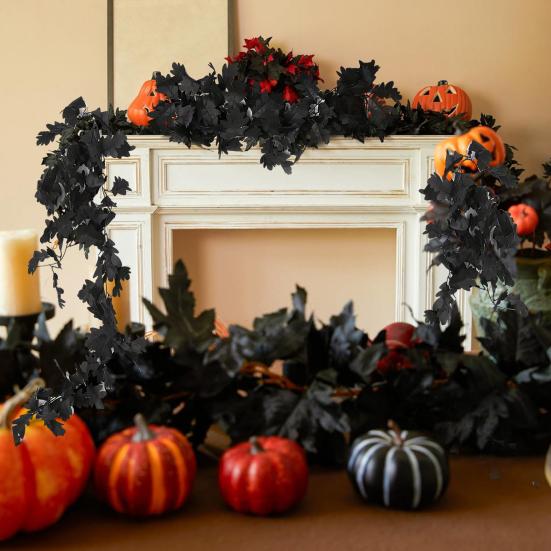 8FT Halloween Sztuczny Girlanda z Liści Chryzantemy Odporna na UV Jesień Boże Narodzenie Święto Dziękczynienia Dożynki Kominek Ganek Wewnątrz Na Zewnątrz