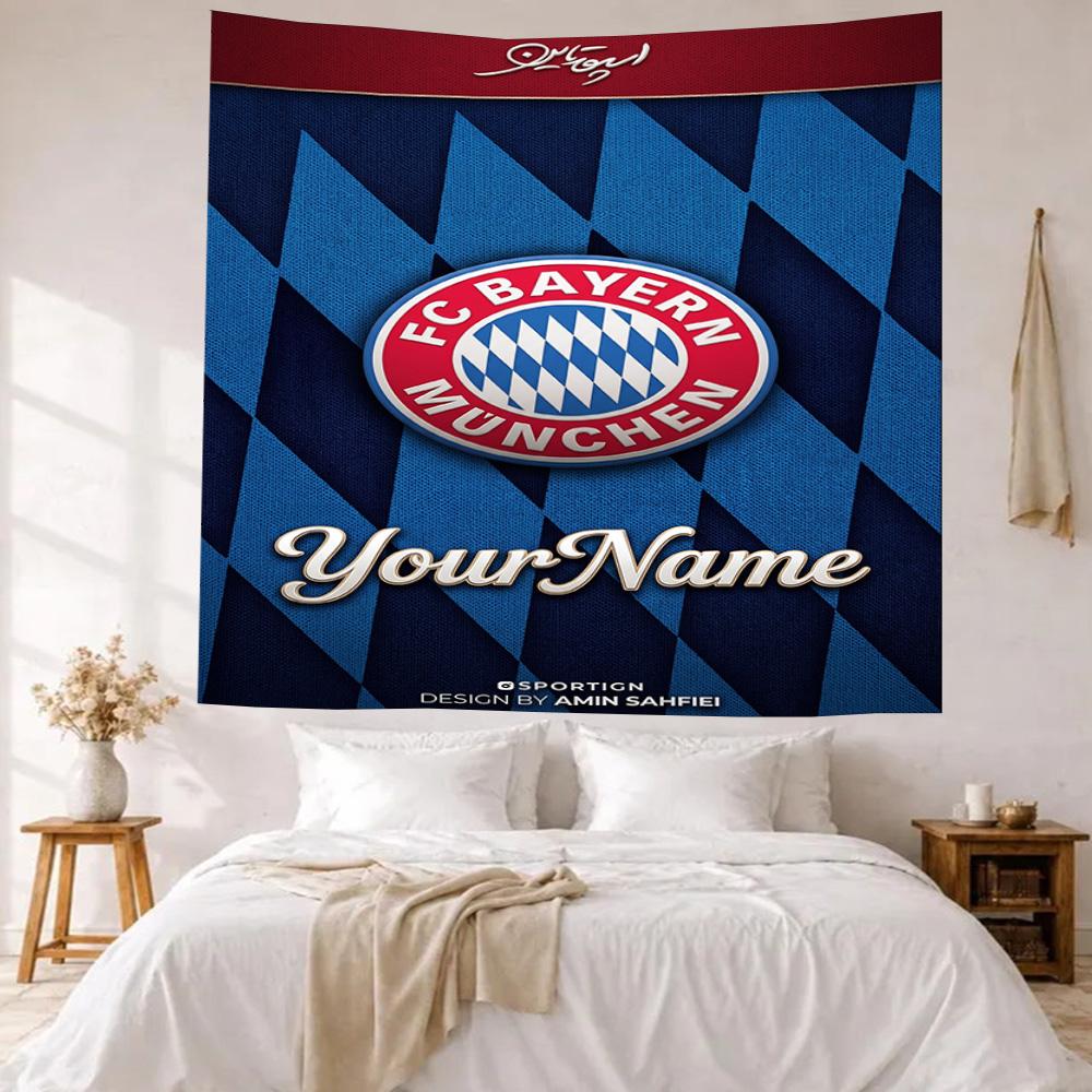 Bayern Munich Custom Your Name Wall Decor Tapestry Art For Pet Memorial Birthdaywedding Party Backdrop Family Gift