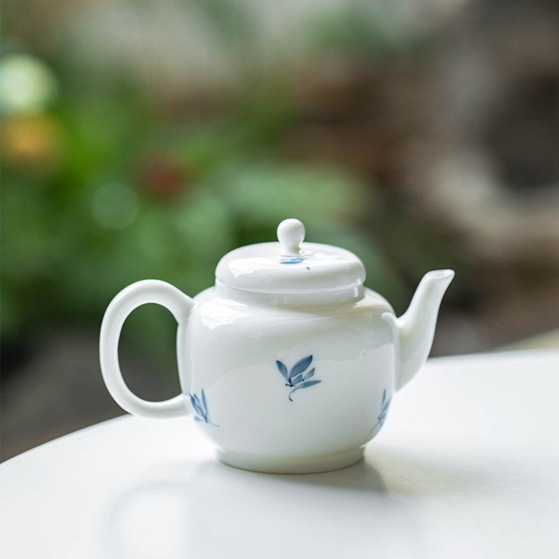 Pure hand-painted Phalaenopsis Ercai cover bowl retro underglaze color household ceramic Kung Fu tea set tea bowl teapot teacup