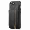For iPhone 16e Case with Zipper Card Holder Retro Leather TPU Phone Cover