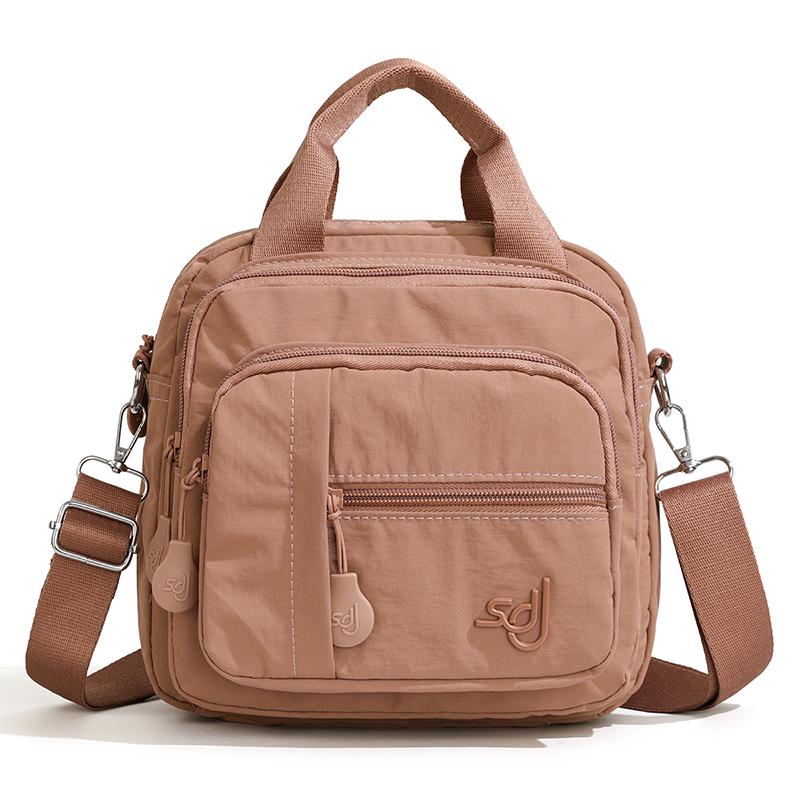 Mini Zaino in Nylon da Donna, Borsa a Tracolla Leggera con Tasche Multiple