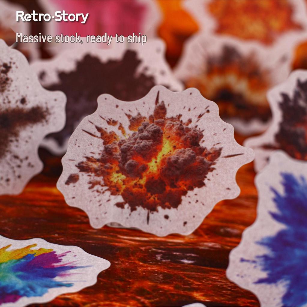 Retro Story Washi Stickers: Explosion Moment Series - 16 Sheets, Assorted Shapes for DIY Journals (6 Types)