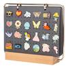 Pin Display Organizer Brooch Pin Holder Felt Pin Storage Pages Pin Collection Storage Calendar 6 Pages with Wooden Stand for Desktop Display