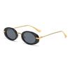 European and American Personalized, Fashionable, and High-end Street Photography Sunglasses UV400 Oval Metal Small Frame Glasses