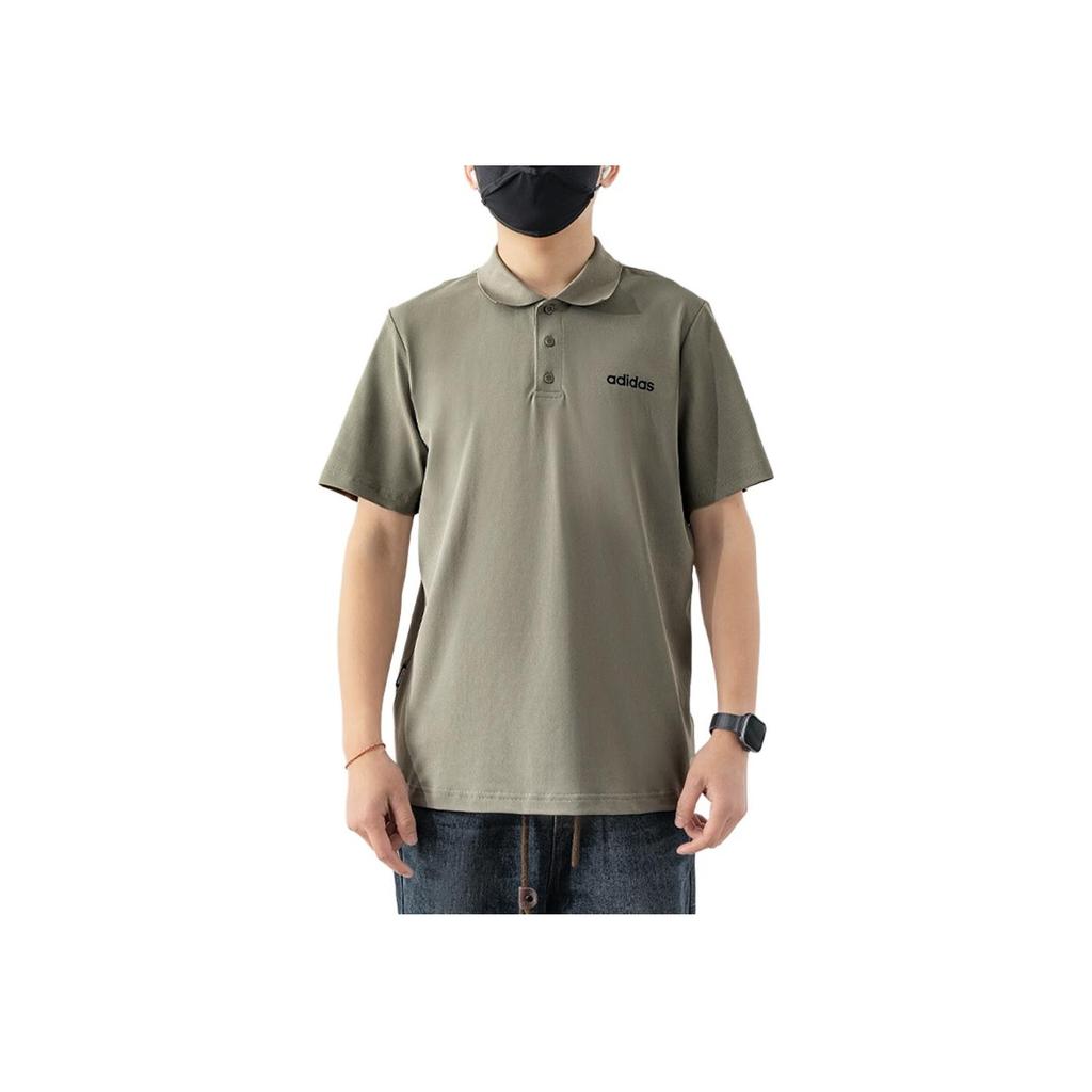 Adidas Polo de Manga Curta Versátil Casual Macio Dry Lbr Silpeb Galarg Fashion Masculino Tops Cinza-Esverdeado KB1157