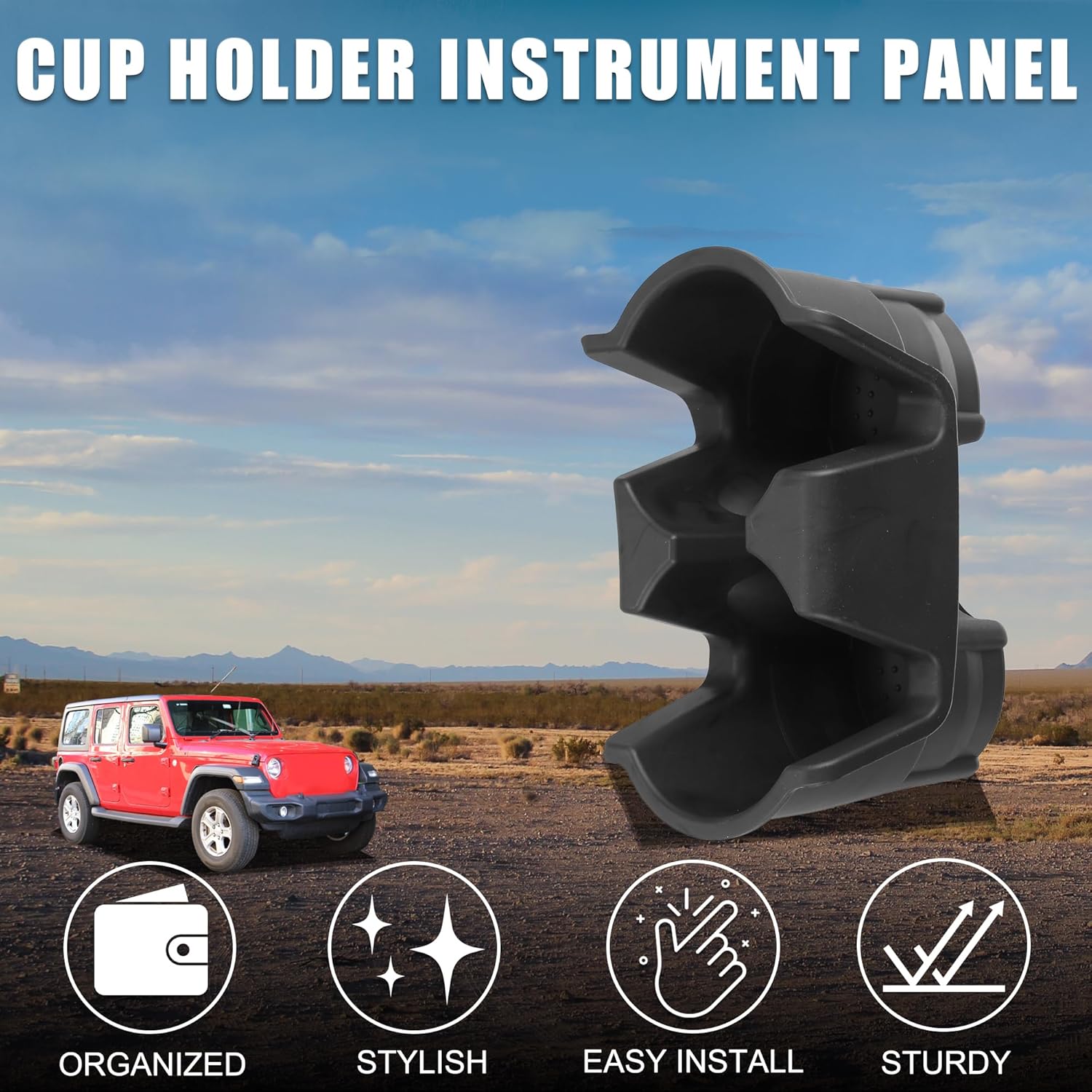 Cup Holder for Jeep Wrangler Practical No.55315038AC | Instrument Panel Drink Holder Black 1 Pcs