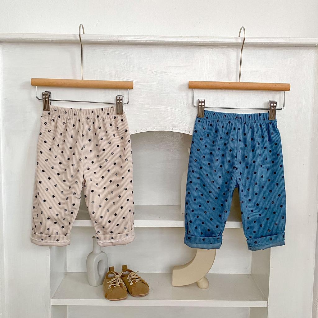 2025 Autumn Baby Pants Boys and Girls Korean Version Loose Polka Dot Corduroy Fashion Casual Sports Pants