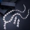 T0136 High-End Micro-Inlaid Zircon Long Earrings Necklace Two-Piece Wedding Banquet Accessories