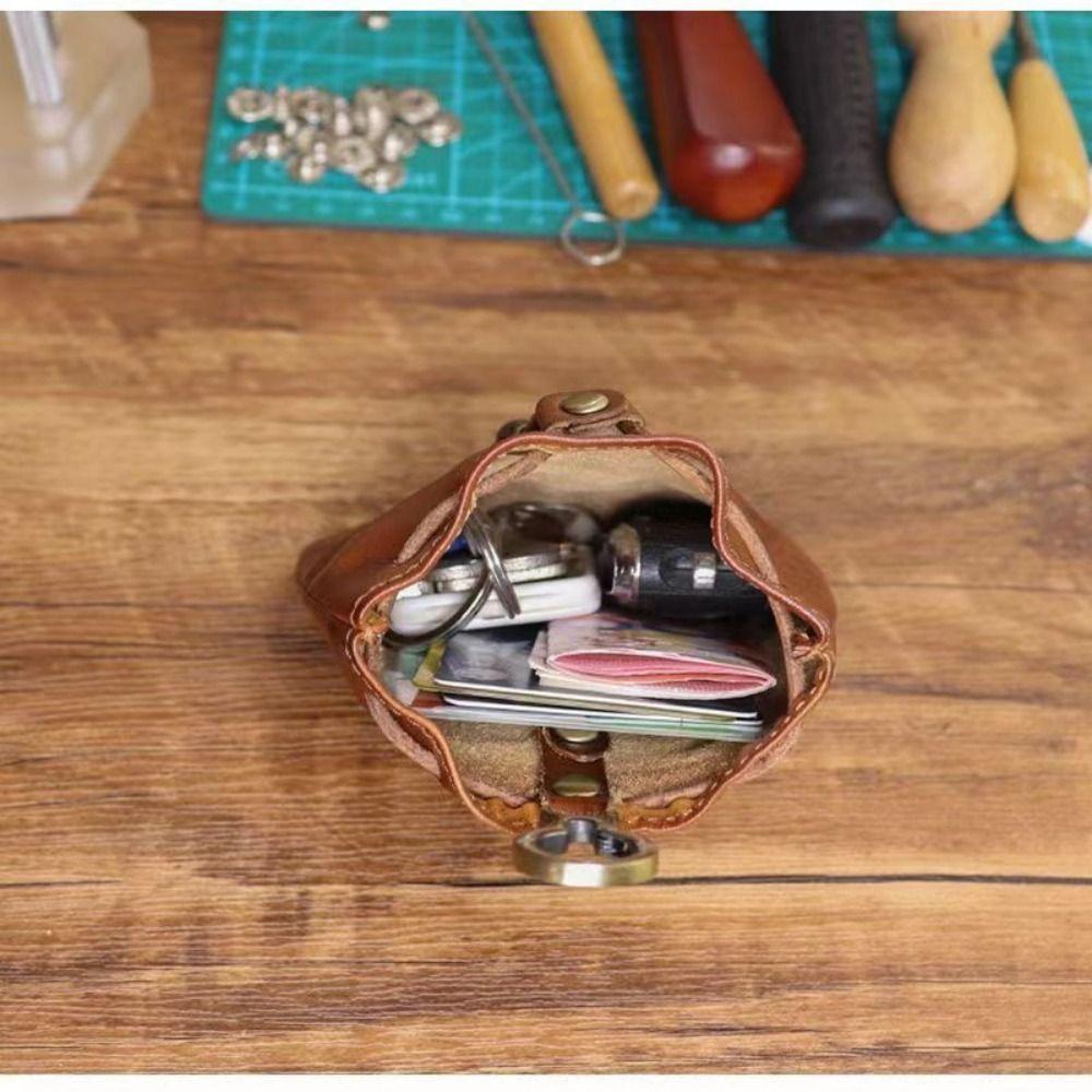 Retro Pouch Change Purse Mini Key Ring Coin Purse Retro Drawstring Key Wallet  For Men