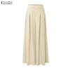 ZANZEA Women Elastic Waist Loose Casual Wide Leg Culottes Pants