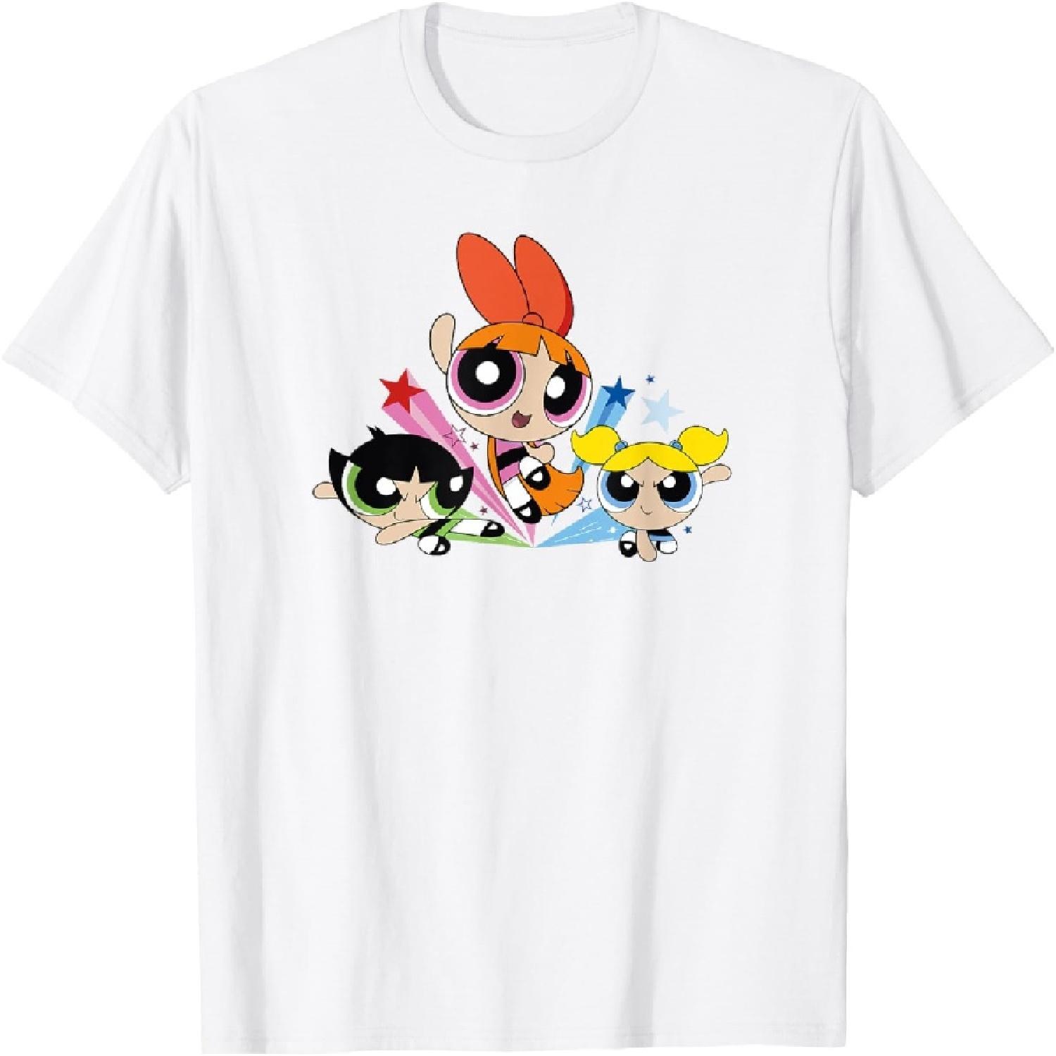 The Powerpuff Girls Group Shot Action Poses T-Shirt S