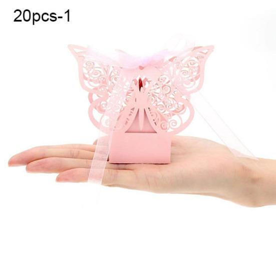 20 ks elegantních vyřezávaných bonboniér se stuhami na narozeninovou svatbu