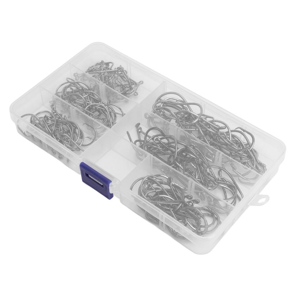 160PCS Sharp Fish Hook Set High Carbon Steel Fishing Hooks Barbed Fish Hooks  Saltwater Fishing