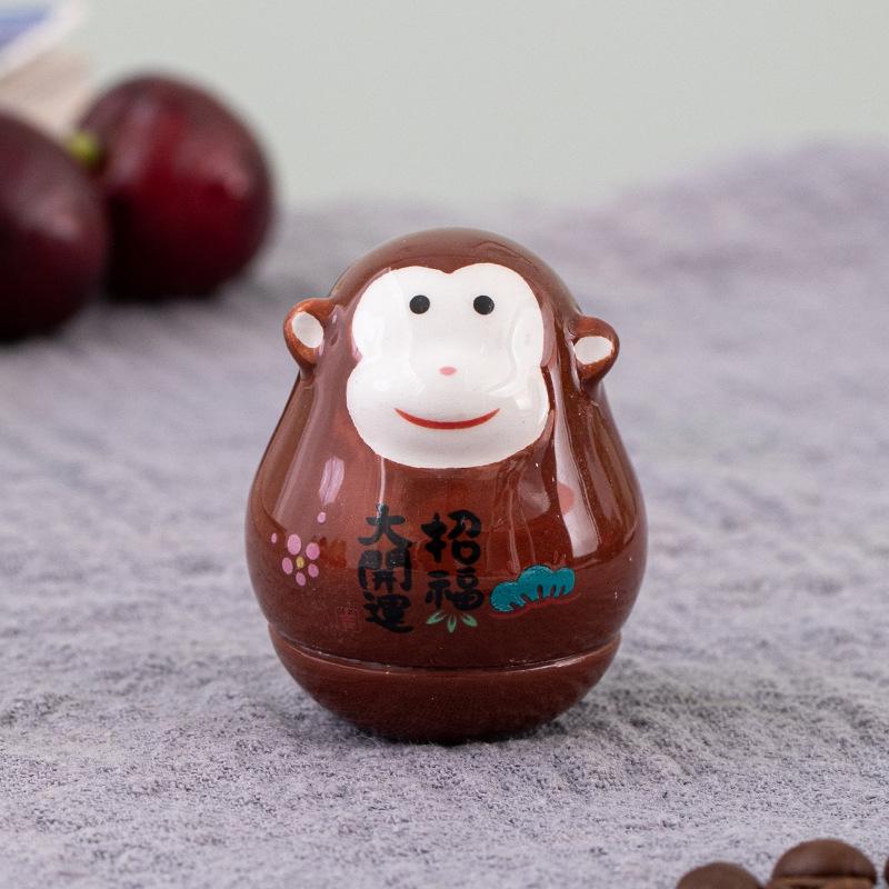 Ceramic Maneki Neko Home Decor Lucky Cat Tumbler Feng Shui Ceramic Fortune Cat Statue Room Decor Accessories Office Decoration