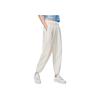 Li Ning Sports Basketball Series Solid Color Loose Fit Sweatpants Women Bottoms Cloud-White AKLS368-1