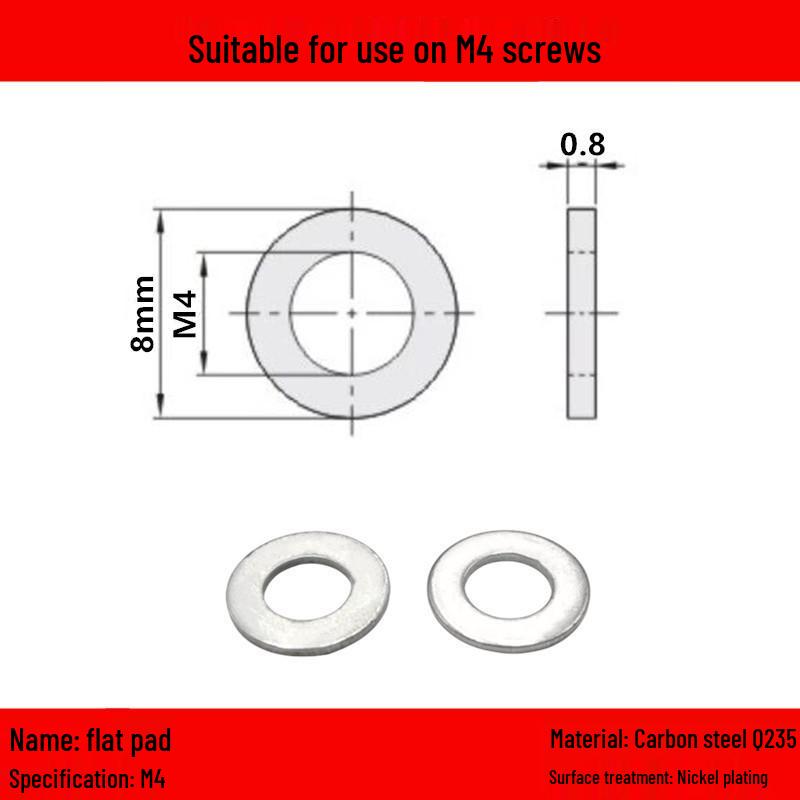 Podkładka dystansowa płaska ocynkowana/stal nierdzewna - Rozmiary: M3, M4, M5, M6, M8, M10, M12