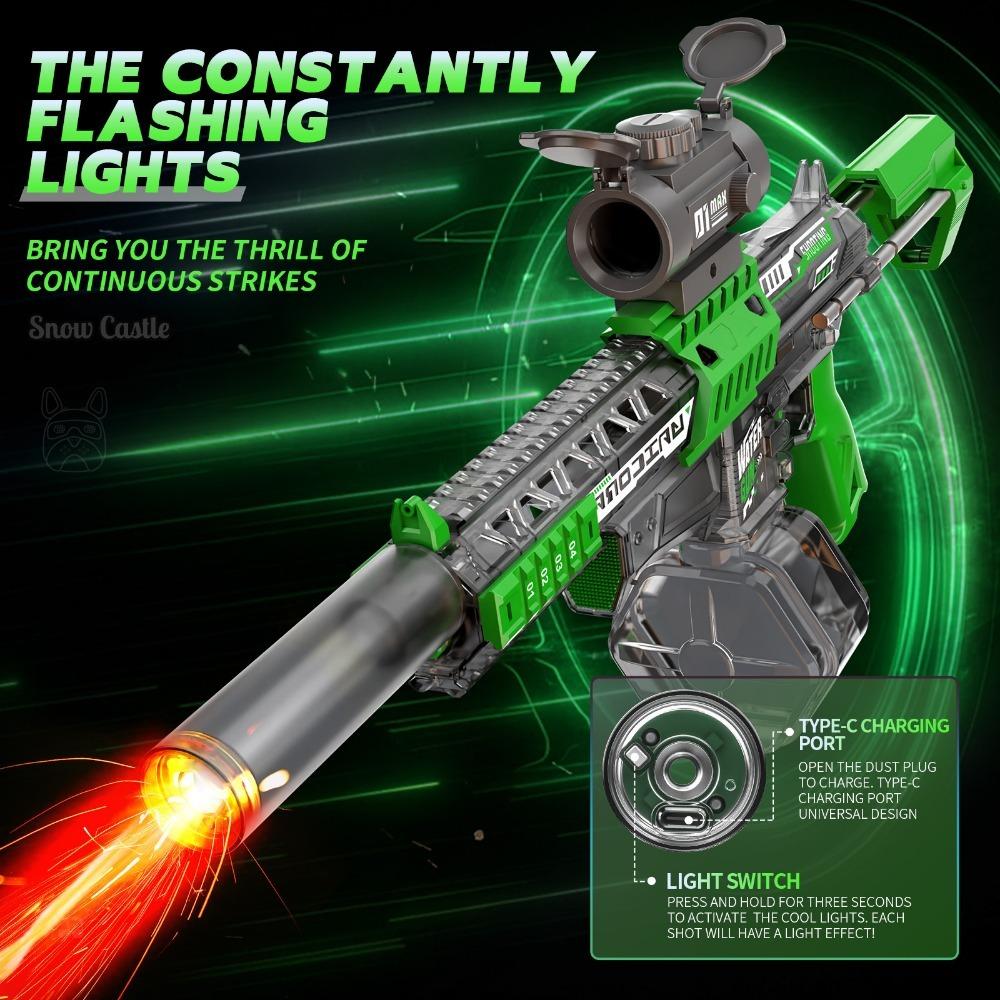 Pistola de Água Elétrica MK9 com Bico de Arma Realista Chama Brinquedo Totalmente Automática Jogo de Tiro de Verão na Praia ao Ar Livre para Crianças