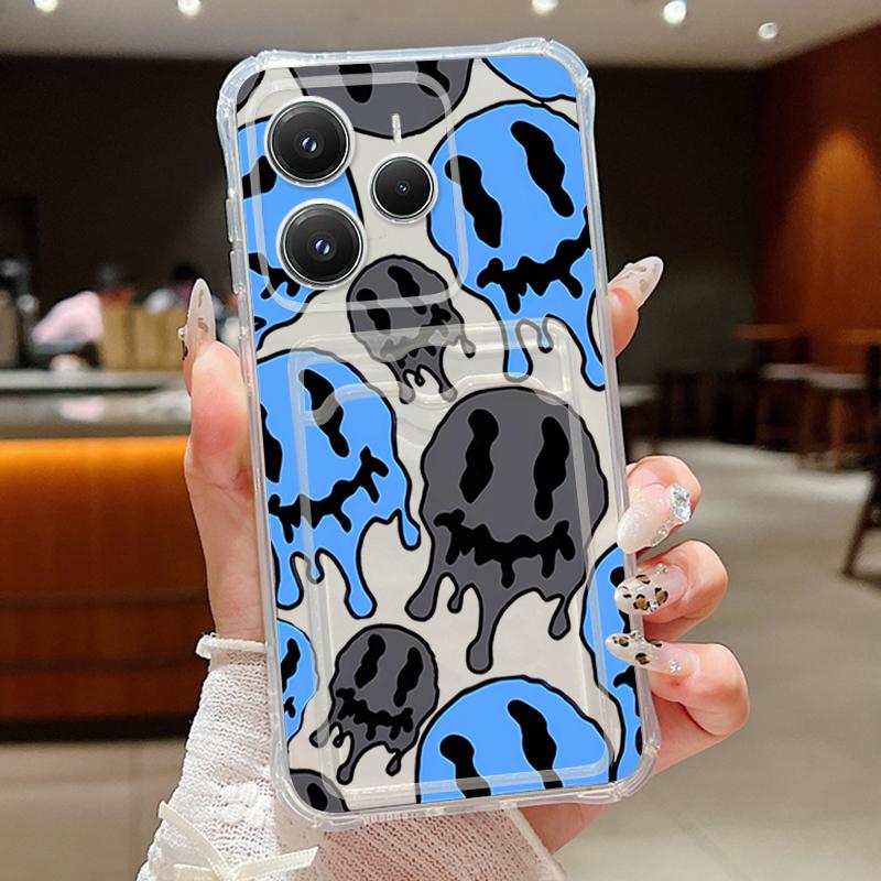 Astronaut Printed Card Slot Clear Phone Case For Xiaomi 14T 13T Pro Poco F6 Pro X6 C65 Redmi Note 13 Pro 12 11 Soft Silicone Shockproof Bumper Cover
