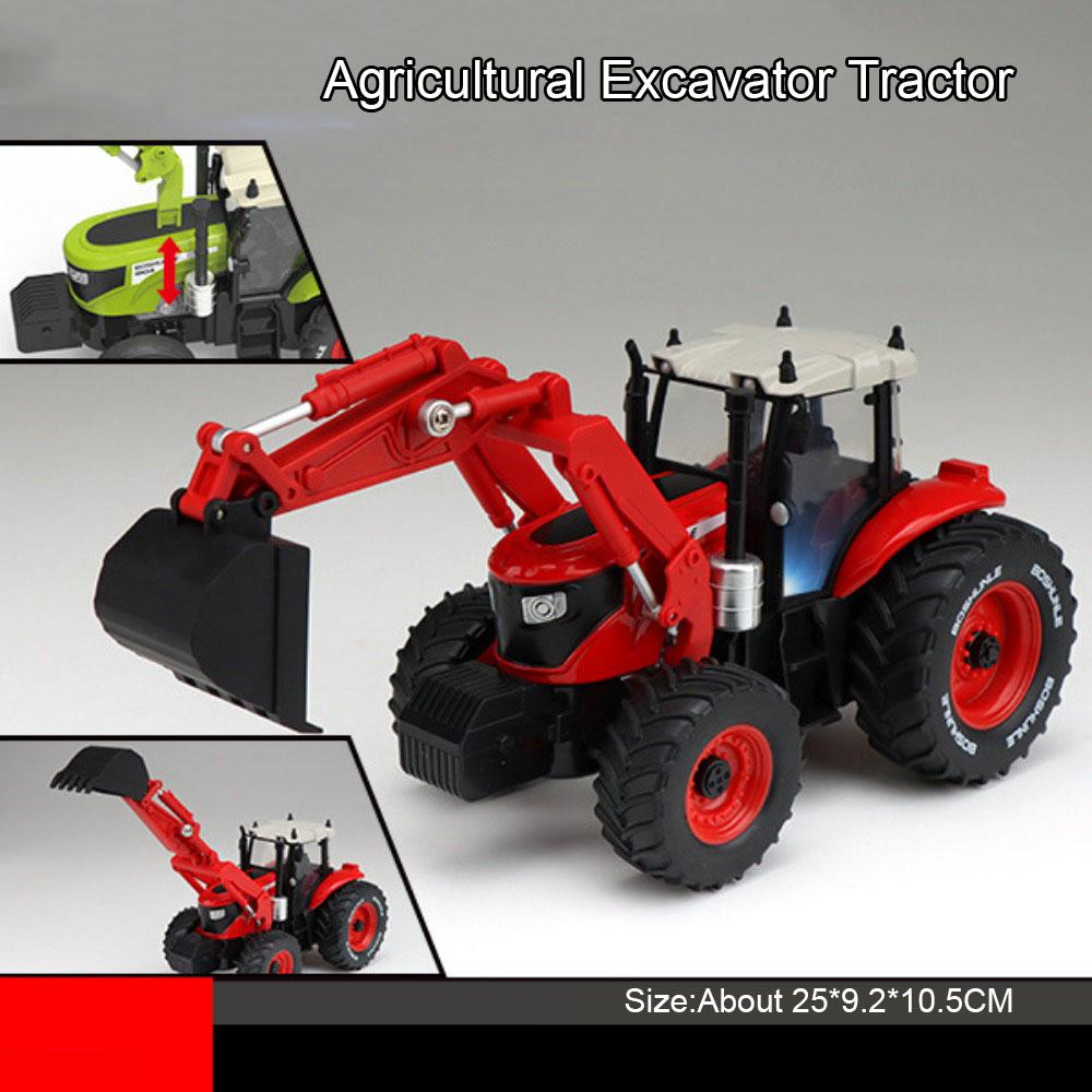 1:32 Excavator Bulldozer Model Toy Car Metal Body Sound Light Slide Forward Tractor Alloy Engineering Vehicles Models Kids Toys