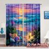 2pcs   2D FLAT PRINTING Curtains (Without Rod) Seashells Twilight Chic Contemporary Curtains Versatile Durable Polyester Curtains